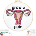 Hand Embroidery Kits for Beginners Adults, Grow a Pair Uterus Embroidery DIY Kit by Unknown