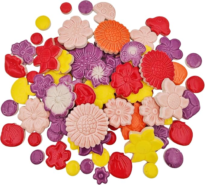 1.1lb Ceramic Mosaic Tiles, Mixed Colour Ceramic Mosaic Pieces - Image 5
