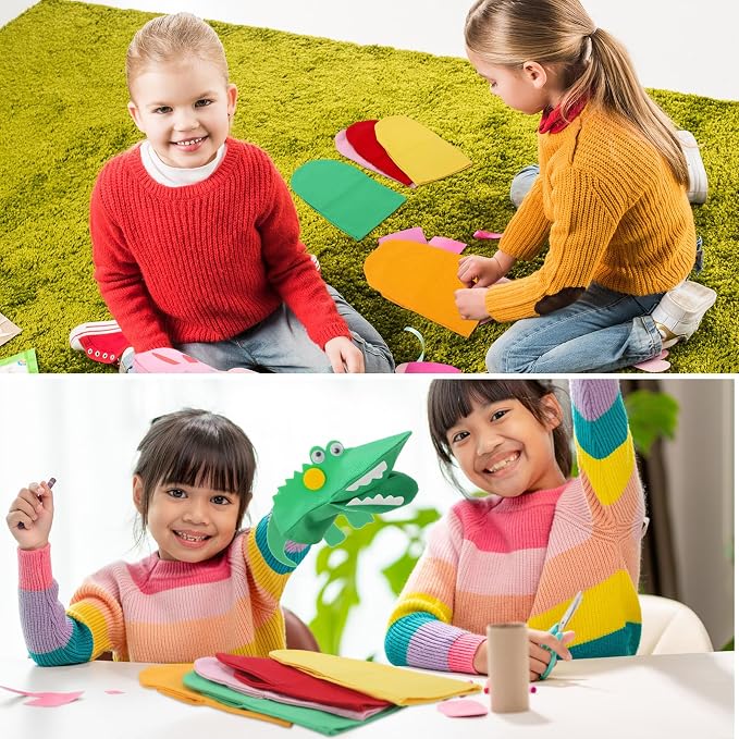 Soulchen 24 Pcs DIY Hand Puppets, Canvas Hand Puppet Making Kit DIY Arts and - Image 6