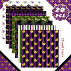 HunnmingRe 20 Pcs 10''x10'' Mardi Gras Quilting Fabric Square Bundle Lily - Image 2