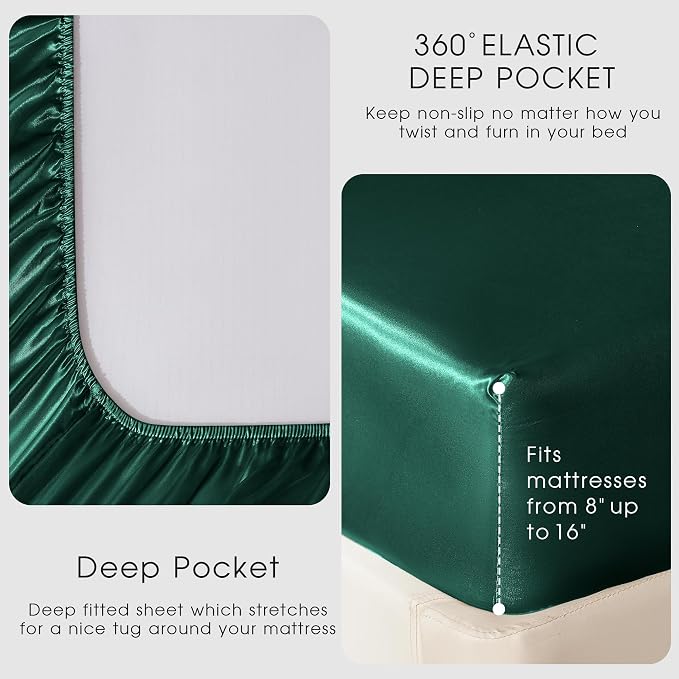 FreshCulture Satin Sheets Twin XL Bed Set - Image 4