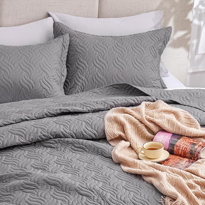 Love's cabin Quilts for Queen Bed Grey Bedspreads Bedding Set - Image 7