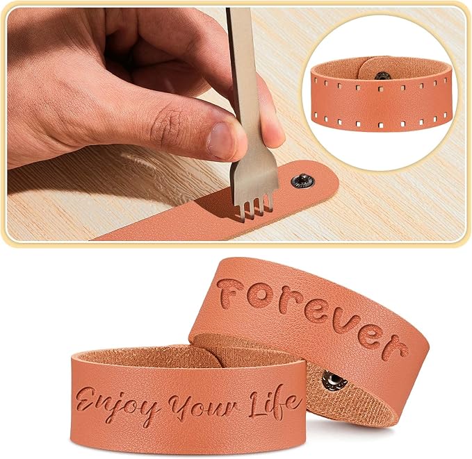 24 Pcs Plain PU Leather Bracelets Blank Snap Bracelets Wrist Cuffs DIY Craft - Image 6