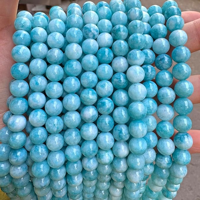 32pcs 12mm Natural Stone Beads Larimar Blue Stone Round Loose Beads by NaturalStoneBeads