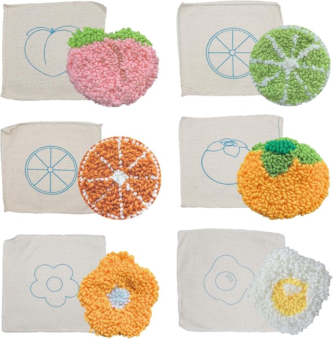 Allazone Punch Needle Coasters Kit, 6 Pattern Embroidery Punch Needle Kits - Image 8