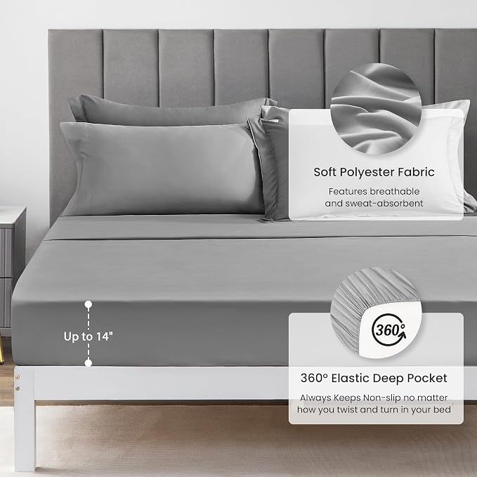 Love's cabin Full Comforter Set Grey, 7 Pieces Full Bed in a Bag, All Season - Image 4