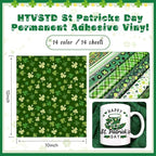 Green Clover Permanent Adhesive Vinyl 14 Sheets 12'' x 10'' | St. Patrick's Day - Image 2