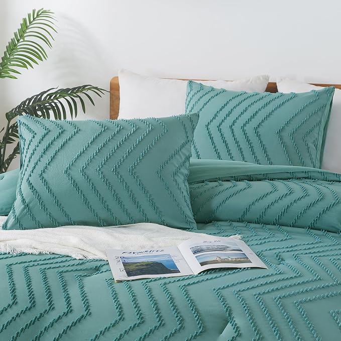 Andency Grayish Teal Comforter Set Full Size, Boho Soft Warm Bedding Comforter - Image 4