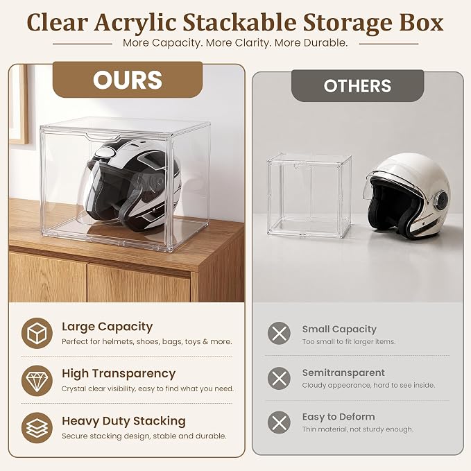 XX-Large Clear Acrylic Display Case, 1 Pack | Extra Large Stackable Storage Bins - Image 5
