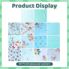 84 Pcs Green Floral Patterns Cotton Fabric Squares, Cotton Quilting Fabric - Image 4