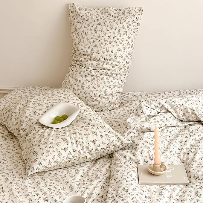 mixinni Boho Floral Girls Duvet Cover Set Twin Size Soft Cotton Comforter Cover - Image 6