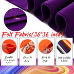 HaoFeiJH Purple Felt Fabric 36" X 36" 1.6mm，Fabric Sheets Soft Woven Acrylic - Image 2