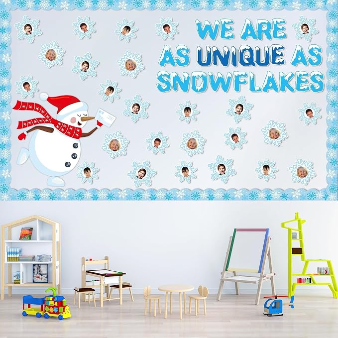 Winter Bulletin Board Decorations Snowflake Snowman Cutouts DIY Photo Craft We - Image 6