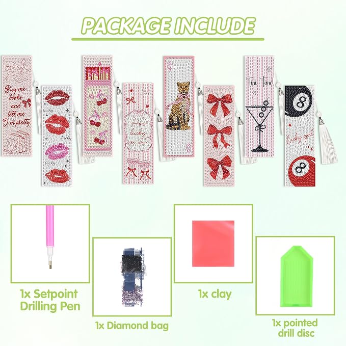 Y2K Coquette Diamond Art Bookmarks, DIY Girly Aesthetic Book Marks - Image 2