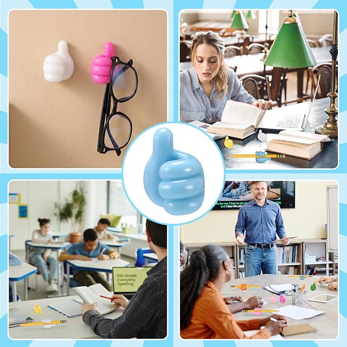 48 Pack Adhesive Pencil Holders Back to School Thumb-Shaped Pen Holder Bulk | - Image 5
