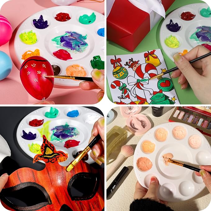 FANDAMEI Round Paint Palettes Plastic Paint Tray Palettes, Paint Pallets - Image 5