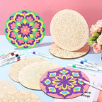 Vercraft 22 Pcs Wooden Mandala Painting Set 10 Mandala Unfinished Wood Cutouts - Image 4