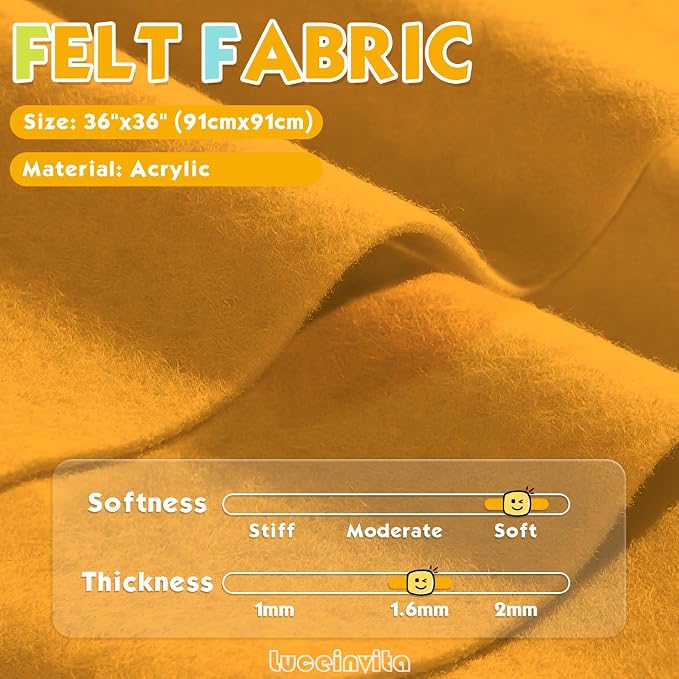 Honey Gold 36" X 36" Felt Fabric Sheet - Image 2