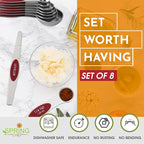 Spring Chef Red Stainless Steel Magnetic Measuring Spoons Set of 8 - Image 3