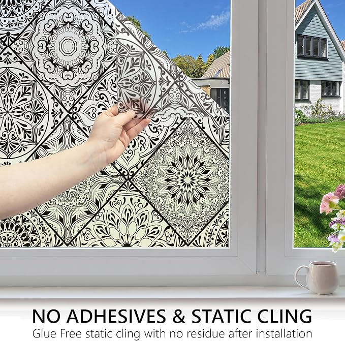 DKTIE Geometric Line Frosted Glass Window Film Door Window Covering Day and - Image 4