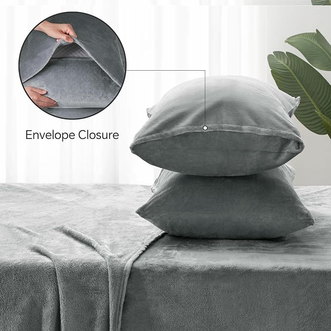 BEDELITE Flannel Sheets Full Size Grey - Image 7