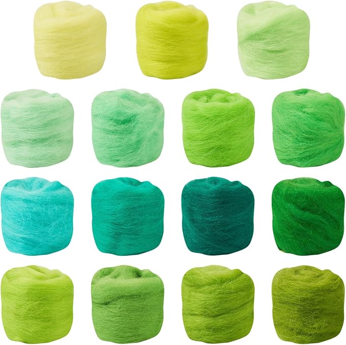 FASHEWELRY 2.65 oz Green Wool Roving by FASHEWELRY