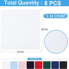 8 PCS Cross Stitch Aida Fabric 14 Count, 8 Colors 9.8 by 9.8 Inch, Classic - Image 2