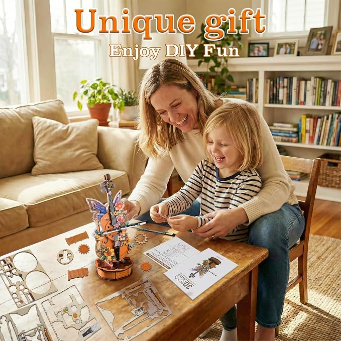 3D Wooden Puzzles for Adults, Cello Music Box - Image 7
