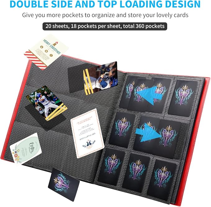 Upgraded 9 Pockets Trading Card Collection Binder, 360 Book Holder Album - Image 4