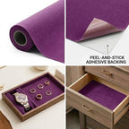 Dark Purple Large Size Self Adhesive Soft Velvet Drawer Liner DIY Fabric Felt - Image 5