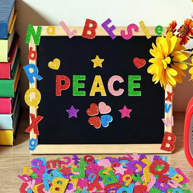 469 Pcs Glitter Foam Stickers, Letter Shapes Stickers, 7 Sheets Colorful 3D - Image 7