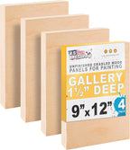 U.S. Art Supply 9" x 12" Unfinished Cradled Wood Panels by USArtSupply