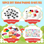 WATINC 12Pcs Hand Puppet Making Kit, Art Craft Felt Sock Puppet Toys, Creative - Image 2