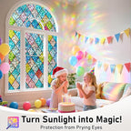 Sunbaby Window Privacy Film Stained Glass Decorative Rainbow Window Cling 3D - Image 2