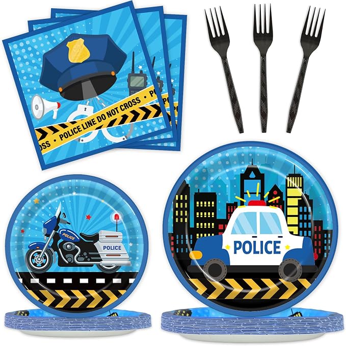 100 Pcs Police Party Plates and Napkins Party Supplies Police Birthday Party by Qyeahkj