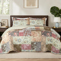 Whale Flotilla Patchwork Quilt Twin Size, Soft Boho Floral Bedspreads by WHALEFLOTILLA