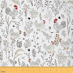 Castle Fairy Farm Chicken Eggs Fabric, Vintage Style Animal Print Flannel by CastleFairy