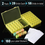 Mr. Pen- Bead Storage Containers, 28 Grids, 2 Pack, Transparent Yellow | 160 - Image 2