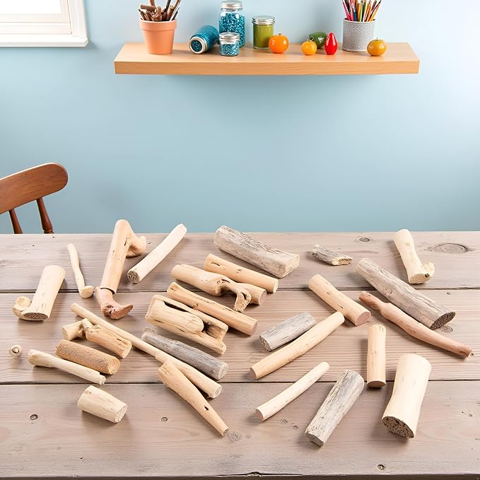 20 Pcs Natural Driftwood Pieces Branch Slices Craft Sticks Beach Decor DIY - Image 7