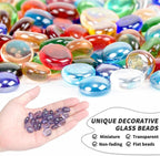 1 LB Purple Flat Glass Beads, 160-180PCS Small Glass Marbles, Mini Flat Round - Image 3