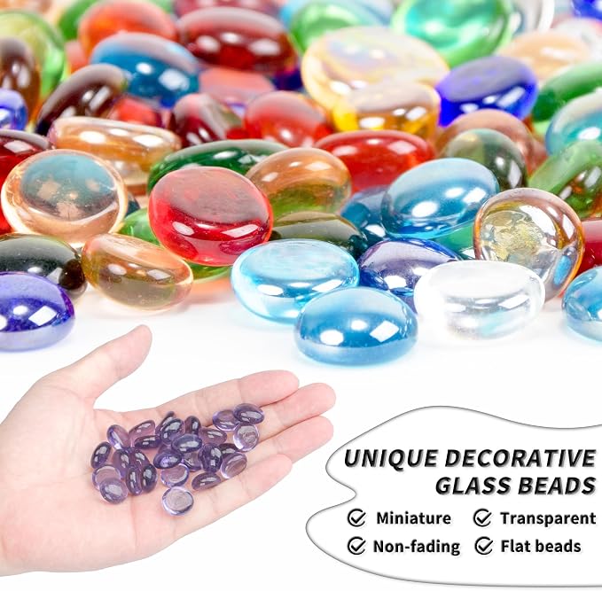 1 LB Purple Flat Glass Beads, 160-180PCS Small Glass Marbles, Mini Flat Round - Image 3