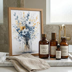 REWBKFIM Navy Blue Floral Canvas Wall Art Watercolor Botanical Bouquet in Mason - Image 5