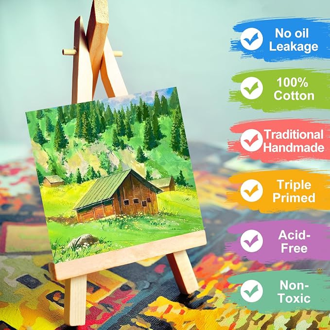 ESRICH Canvas Boards for Painting, 16 Pack Canvases 5x5 100% Cotton Small Paint - Image 3