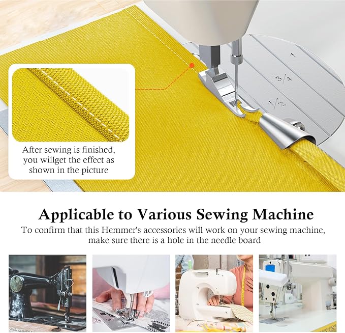 TIGARI Sewing Rolled Hemmer Foot, 8 Sizes Rolled Hem Presser Foot, Wide Rolled - Image 4
