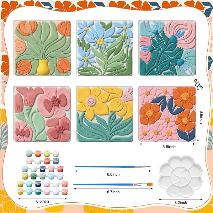 JellyArch 6 Set 3D Flowers Ceramic Painting Kit Ready to Ceramics Make Your Own - Image 2