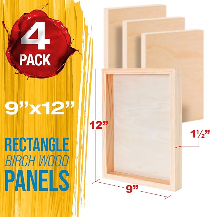 U.S. Art Supply 9" x 12" Unfinished Cradled Wood Panels - Image 2