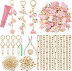 VioraWhite 457 Pcs Pink Charms Lip Gloss Keychain Making Kit, DIY Craft by VioraWhite