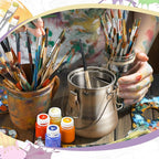 2 Pcs Paint Brush Cleaner Set Stainless Steel Double Dipper Palette Cup Paint - Image 5