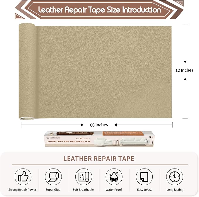 KING MOUNTAIN Leather Repair Patch, 12 x 60 Inches self Adhesive Leather Repair - Image 4