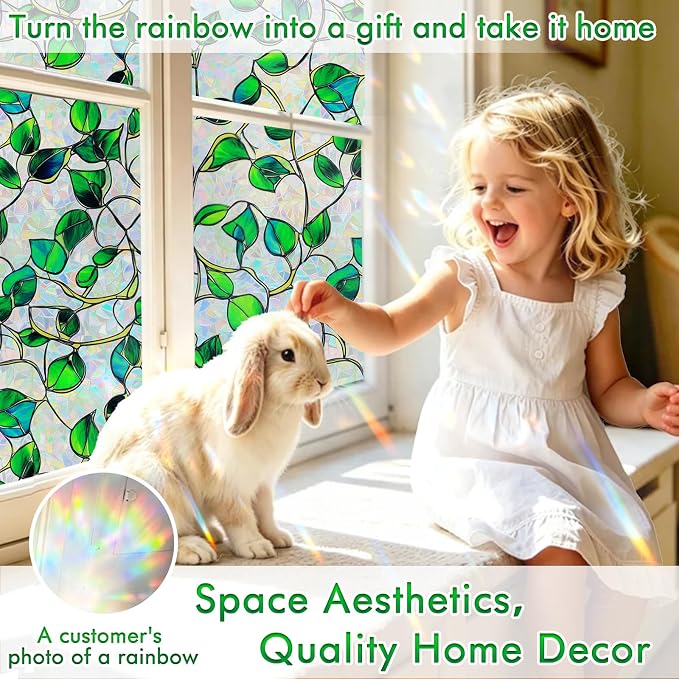 SOMWISE Rainbow Window Privacy Film, Heat Control, UV Blocking, Anti-Glare - Image 3
